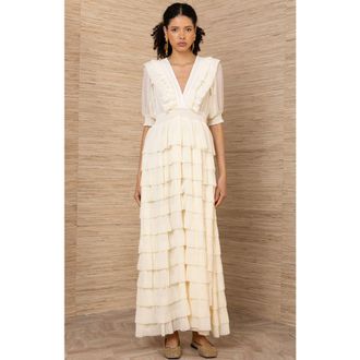 Hale Bob Aulelei Chiffon Solid Dress in Ivory at Nordstrom, Size X-Small