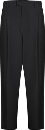 Blanca Vita Geplooide Broek - Dames - Straight fit broeken - Zwart - 2XS - Leer - Broeken
