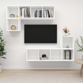 Berkfield Home 4 Piece TV Cabinet Set White Engineered Wood