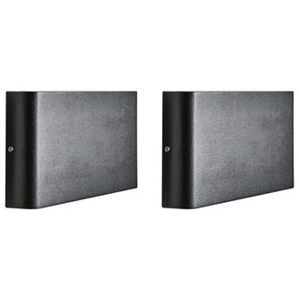 Beliani Conjunto De 2 L&aacute;mparas Led De Pared Exterior Rectangulares Iluminaci&oacute;n Moderna De Aluminio Negro Arder