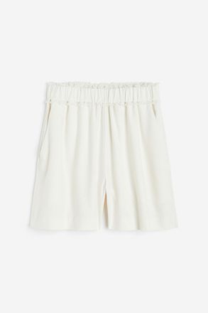 H&M Seidenshorts mit Fransenkanten - Weiss