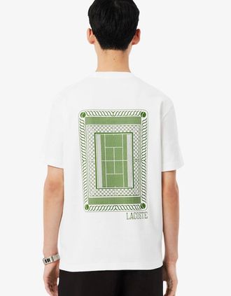 Lacoste Mens Lacoste Printed Jersey T-Shirt - White - Size: 4 medium