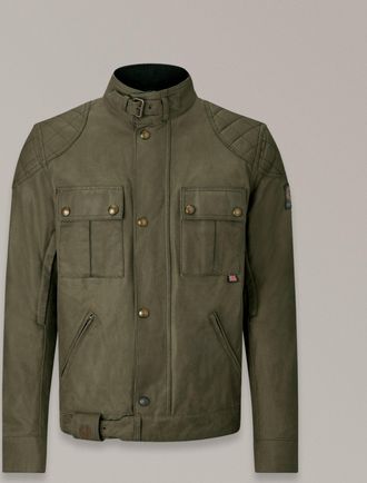 Belstaff Belstaff Brooklands Motorcycle Jacket Mens Waxed Cotton Olive Green Size 3XL