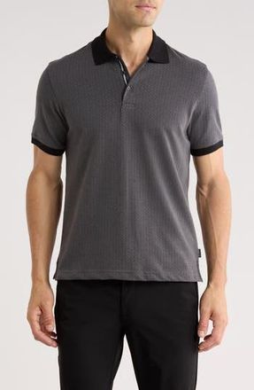 Ted Baker Quarter Zip Knit Polo in Black Traditional at Nordstrom Rack, Size 6(Xxl)