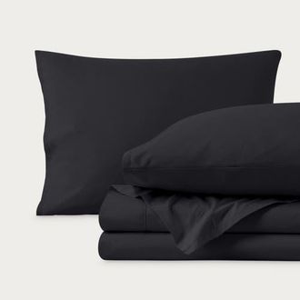Bare Home 100% Organic Cotton Percale Cooling Sheet Set - Split Head King in Black at Nordstrom