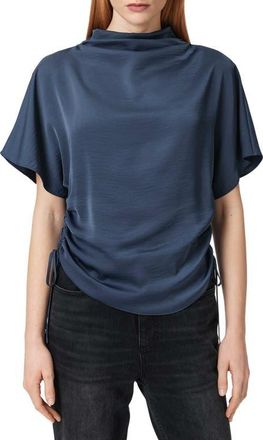 AllSaints Leslie Side Ruched Top in Midnight Blue at Nordstrom, Size 10