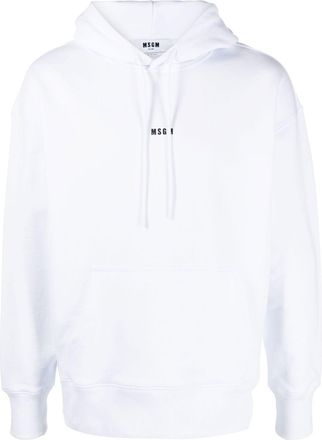 Msgm logo-print hoodie - men - Cotton - XXXL - White