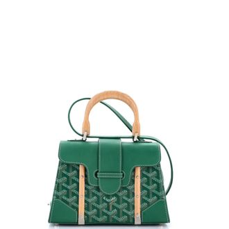 Goyard Structured Saigon Top Handle Bag Coated Canvas with Leather Mini