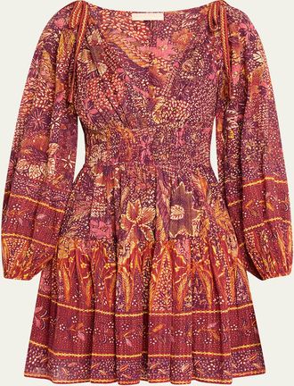 Ulla Johnson Anika V-Neck Long-Sleeve Mini Dress