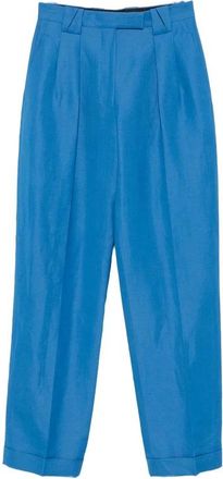 Versace Wide Broeken - Dames - Wijde Broeken - Blauw - XS - Leer - Broeken