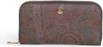 Etro Portemonnee met rits - Dames - Portefeuilles - Bruin - ONE Size - Katoen - Accessoires
