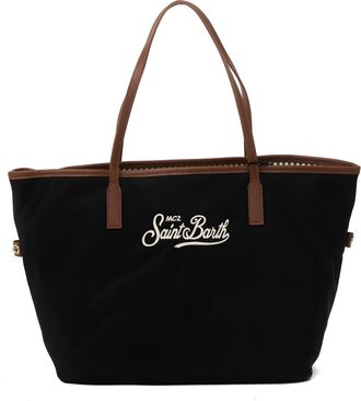 MC2 Saint Barth Black City Bag Soft-Structured Nylon Tote Bag