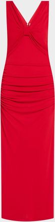Carolina Herrera Ruched V-Neck Column Dress