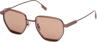 Ermenegildo Zegna geometric-frame sunglasses - Brown