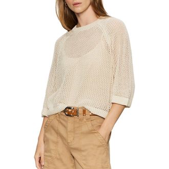 Sanctuary Metallic Openwork Sweater Top in Collagen White at Nordstrom, Size Xx-Large P