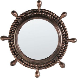 Beliani Beliani - Round Wall Mirror Decoration Nautical Rope Pattern Frame &oslash; 46 cm Brown Gormaz