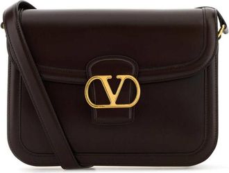 Valentino Garavani Dark Brown Leather 9to5 Shoulder Bag