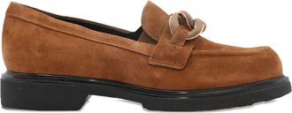 Ron White Mocassini in pelle con dettaglio catena - Marrone