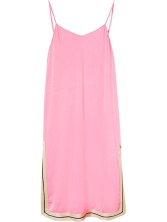 Palm Angels stripe trim slip midi dress - women - Polyester - M - Pink