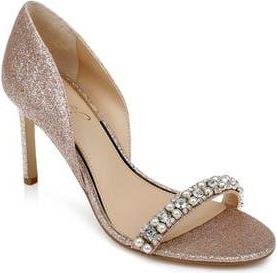 Badgley Mischka Dayana Embellished Glitter Sandal in Rosgld Glt at Nordstrom Rack, Size 5.5