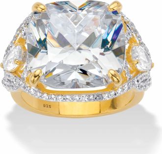 Palm Beach Jewelry 7.40 Cttw. Cushion Cubic Zirconia 14k Gold-plated Silver Engagement Ring