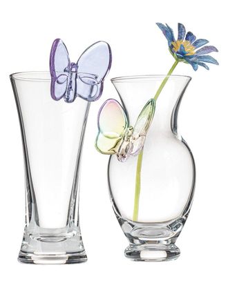 Godinger Set Of 2 Butterfly Bud Vases
