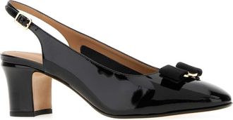 Ferragamo Womens Slingback Pumps Black Calf