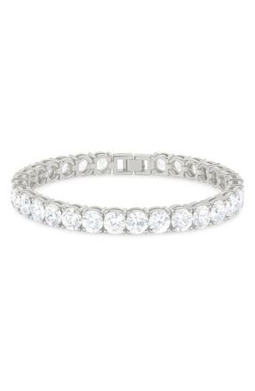 Sterling Forever Round Cut Cubic Zirconia Tennis Bracelet in Silver at Nordstrom, Size Medium