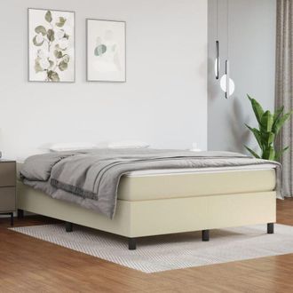 vidaXL Estructura De Cama Con Somier Cuero Sint&eacute;tico Crema 140x190 Cm Vidaxl