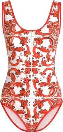 Dolce & Gabbana Orange Printed Swimwear
