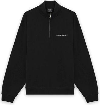 Lyle & Scott Script Heavyweight Loopback Quarter Zip Sweatshirt - Heren - Sweatshirts & Hoodies - Zwart - Maat: S Katoen