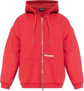 Dsquared2 Logo Sweatshirt - Heren - Vesten met rits - Rood - 2XL - Katoen - Hoodies & sweatvesten