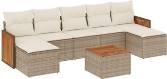 vidaXL Vidaxl - Juego De Sof&aacute;s De Jard&iacute;n Con Cojines Beige 8 Pzas Rat&aacute;n Pe