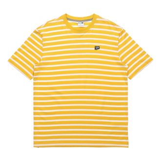 Puma Downtown Strlped Stripe Round Neck Short Sleeve Gold Color 597457-25