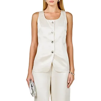endless rose Satin Vest in Ivory at Nordstrom, Size X-Small