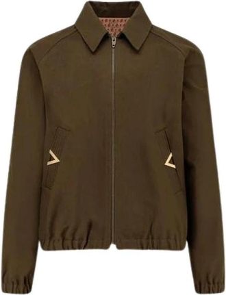 Valentino V Gold Jacket - Heren - Zomerjassen - Groen - L - Katoen - Jassen