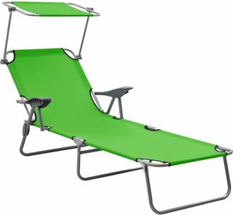 vidaXL Vidaxl - Sun Lounger with Canopy Steel Green