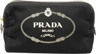 Prada Pre-owned Clutches, female, Black, Size: ONE SIZE Pre-owned Canvas Clutch