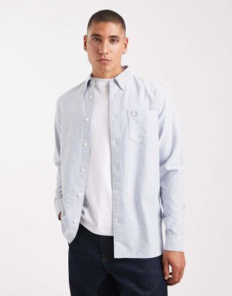 Fred Perry Camicia Oxford blu e bianco a righe