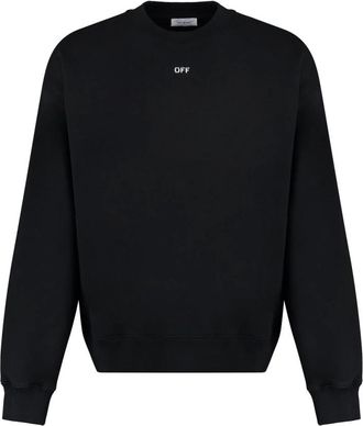 Off-white Hoodies & sweatvesten, Heren, Zwart, L, Katoen, Logo Print Sweatshirt