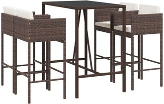 vidaXL Vidaxl - 5 Piece Garden Bar Set with Cushions Brown Poly Rattan