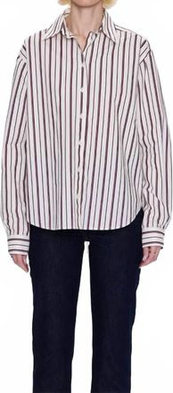 Pistola Denim Finlay Oversized Stripe Button Down Shirt In Claret Stripe