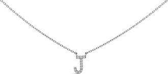 House of Brilliance 10K White Gold Diamond Accent A-Z Block Initial Pendant Necklace in White Gold | J at Nordstrom