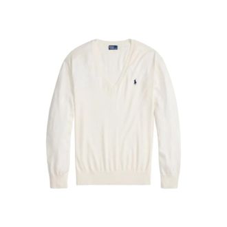 Polo Ralph Lauren V-neck Truien - Dames - V-hals truien - Beige - S - Katoen - Truien & Vesten
