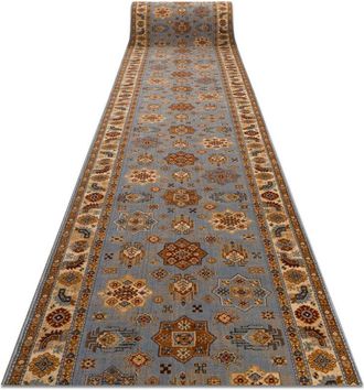 RugsX Rugsx - keshan runner 7683/53544 Frame, oriental blue / beige 90cm blue 90x1150 cm