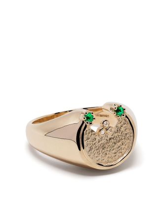 Pascale Monvoisin Anello Mira in oro giallo 9kt con smeraldi e diamanti