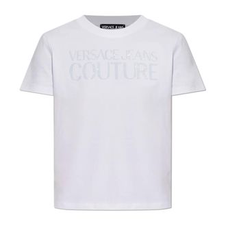 Versace Jeans Couture T-Shirts, female, White, Size: XS T-shirt with shimmering sequins