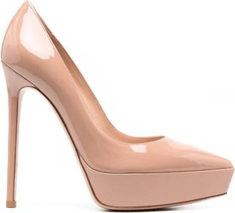 Gianvito Rossi Perzikroze Platform Pumps van Lakleer - Dames - Pumps - Roze - 39 1/2 EU - Leer - Schoenen