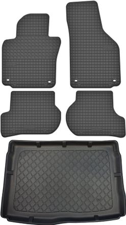 OEM Volkswagen Golf V Hatchback De 2003.10-2008 Set - Alfombrillas De Goma Para Coche + Alfombrilla Para Maletero
