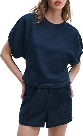 Rag & Bone Laura Tie Cuff Denim Shirt in Ocean Rinse at Nordstrom, Size Xx-Small
